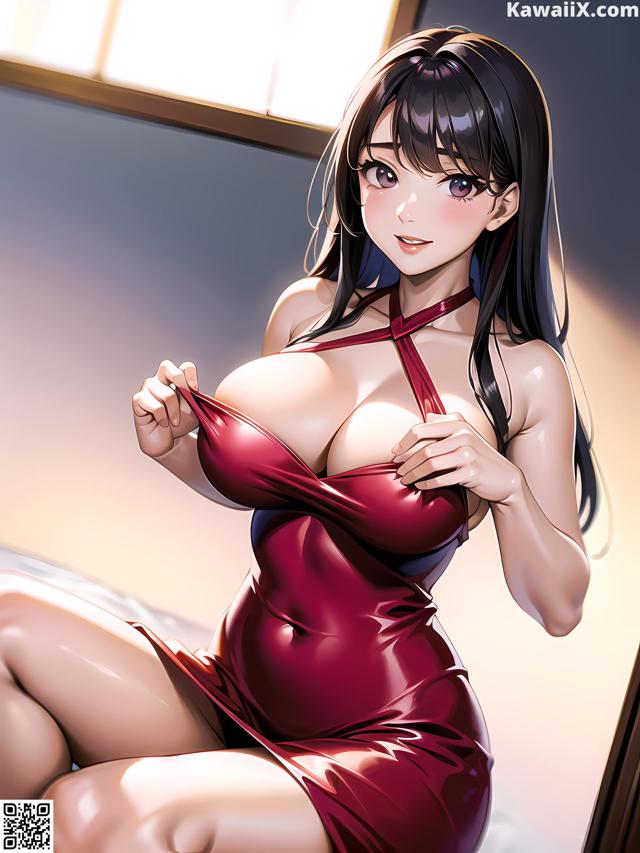 Hentai - 华彩繁花 Set 2 20230602 Part 23 No.236029 A woman in a red dress sitting on a bed.