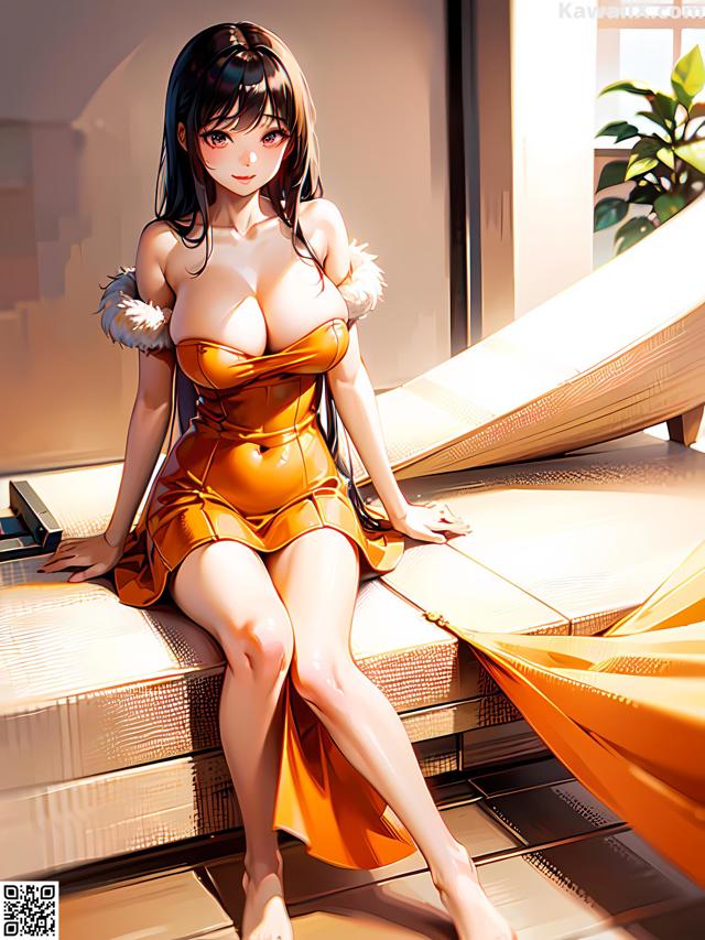 Hentai - 华彩繁花 Set 1 20230602 Part 14 No.c71db4 A woman in a yellow dress sitting on a bed.