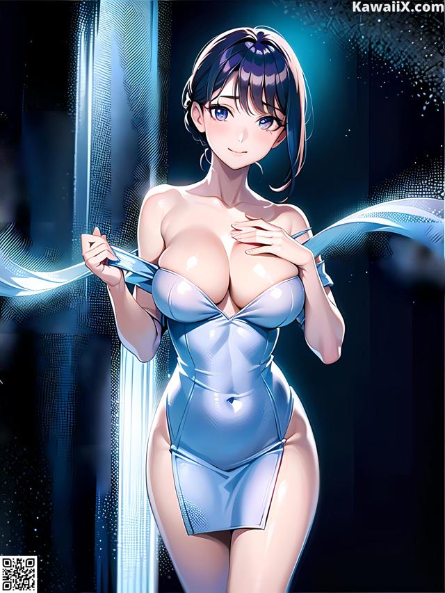 Hentai - 华彩繁花 Set 2 20230602 Part 16 No.6b488b A woman in a blue bodysuit holding a blue ribbon.