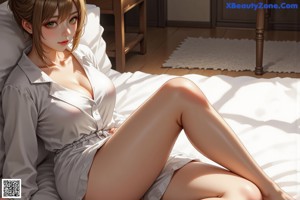 a woman sitting on top of a couch next to a window